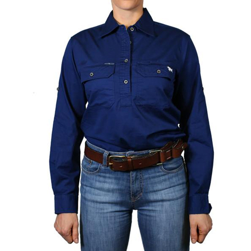 Ringers Western Womens Pentecost River Half Button Work Shirt (171210002) Navy 8 [GD]