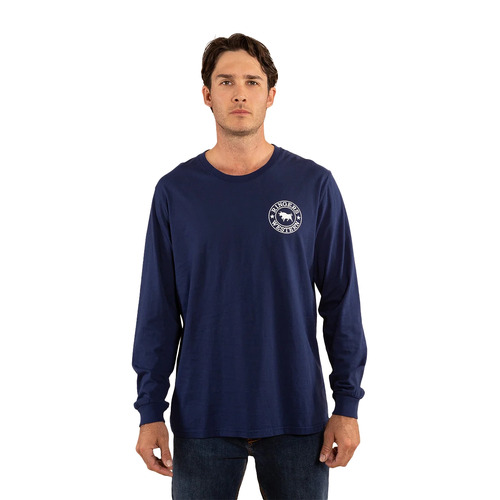 Ringers Western Mens Signature Bull Loose Fit L/S Tee (121139RW) Navy/White XL [GD]