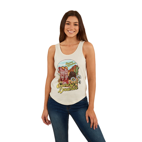 Ringers Western Womens Country Girls Scoop Tank (222154RW) Off White 10 [GD]