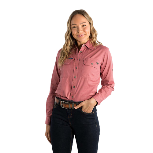 Ringers Western Womens Pentecost River Full Button L/S Work Shirt (171210001) Dusty Rose 14 [GD]