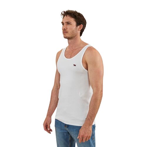 Ringers Western Mens Outback Ribbed Singlet (122116RW) White XL [GD]