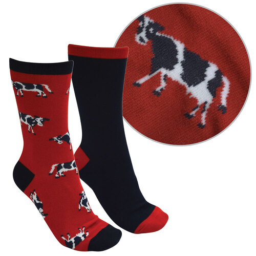 Thomas Cook Childrens Farmyard Socks 2 Pack (TCP7908SOC) Red/Navy 3-8