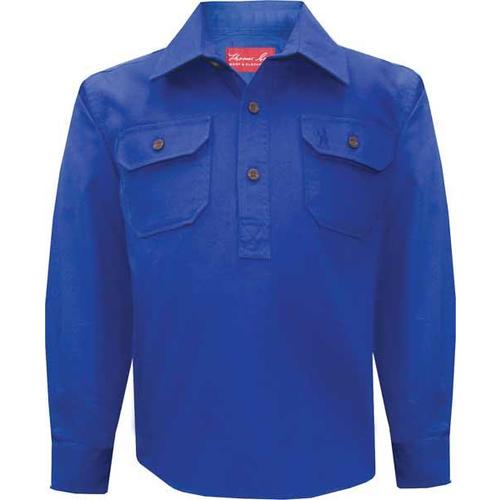 Thomas Cook Childrens Heavy Drill 1/2 Button L/S Shirt (TCP7100163) Cobalt 4