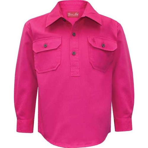 Thomas Cook Childrens Heavy Drill 1/2 Button L/S Shirt (TCP7100163) Hot Pink 2