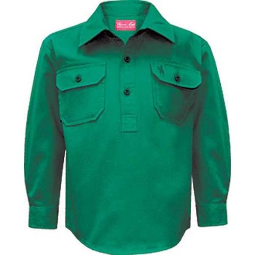 Thomas Cook Childrens Heavy Drill 1/2 Button L/S Shirt (TCP7100163) Bright Green 2