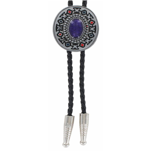 Tulmur Holdings Aztec Design Purple Centre Bolo Tie (B121A)