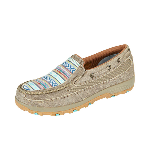 Twisted X Womens Aztec Cell Stretch Slip-On Moccasins (TCWXC0008) Dusty Tan/Multi 6 [SD]