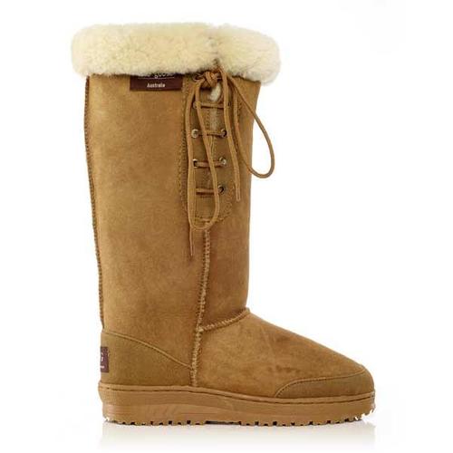 Wild Goose Premium Lace Up Long Sheepskin Ugg Boots (UB-532) Chestnut 13M/15W