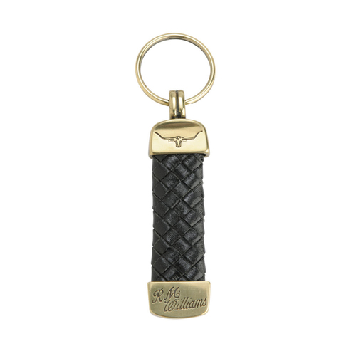 R.M.Williams Plaited Key Ring Brass Fitting (CG962.06) Brown