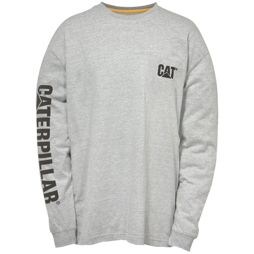 CAT Mens Trademark Banner L/S Tee (1510034) Heather Grey XL [GD]