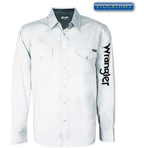 Wrangler Mens Logo Rodeo L/S Drill Shirt (XCP1116020) White M