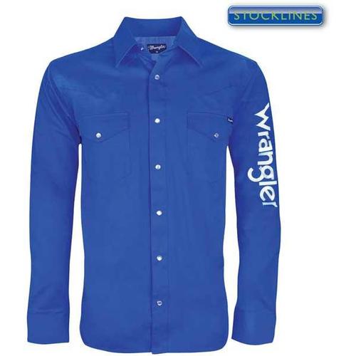 Wrangler Mens Logo Rodeo L/S Drill Shirt (XCP1116020) Cobalt S