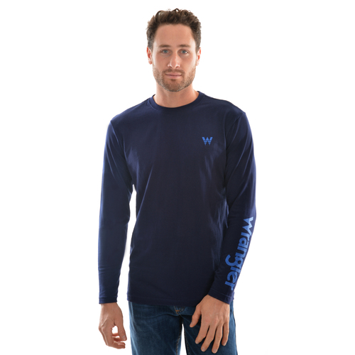 Wrangler Mens Sleeve Logo L/S T-Shirt (XCP1568501) Navy S [SD]