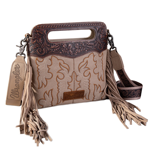 Wrangler Womens Embroidered Fringe Crossbody Bag (X4S2961BAG) Natural