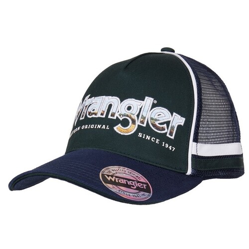 Wrangler Mens Brad Trucker Cap (X4S1945CAP) Dark Green/Navy OSFM