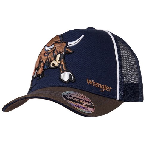 Wrangler Childrens Brendon Trucker Cap (X4S3948CAP) Dark Tan/Navy OSFM