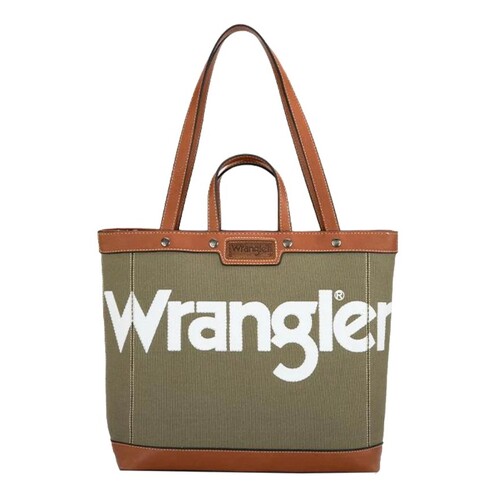 Wrangler Southwestern Canvas Iconic Logo Tote Bag (X5W2985BAG) Khaki