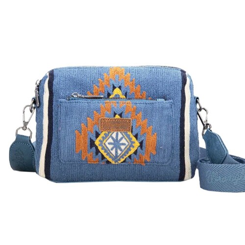 Wrangler Southwestern Maya Aztec Crossbody Bag (X5W2993BAG) Blue